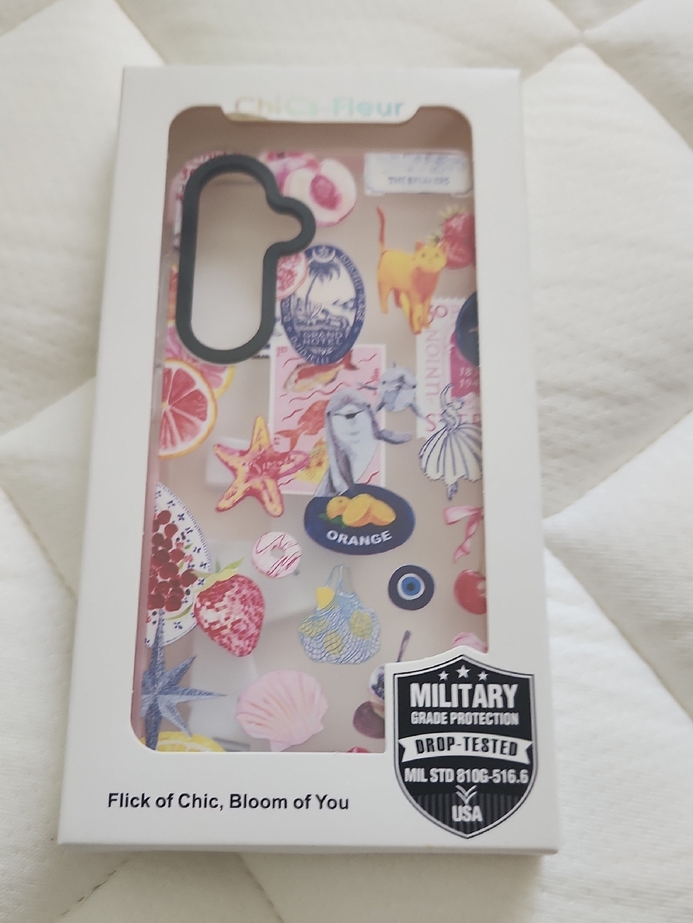 Floral Sticker-Style Clear Phone Case - Pink